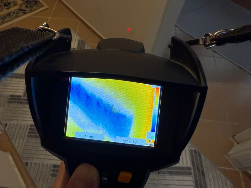 Mamak'ta su kaçağı tespiti yaparken kullandığımız termal kameramız, kırmadan cihazlı su kaçağı tespitinde bir numara