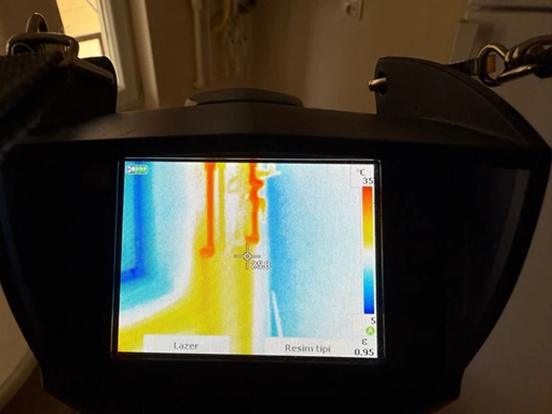Sincan'da su kaçağı tespiti yaparken kullandığımız termal kameramız, kırmadan cihazlı su kaçağı tespitinde bir numara