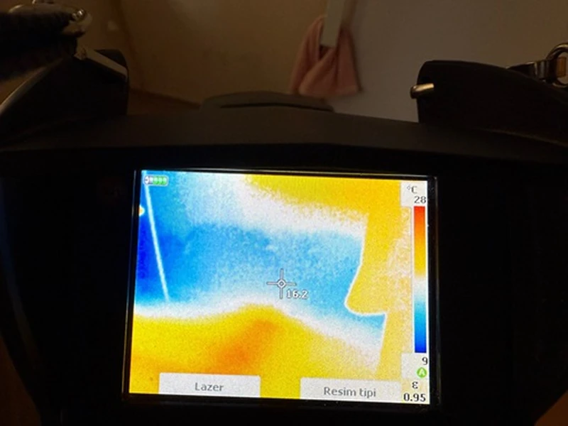 Törekentte su kaçağı tespiti yaparken kullandığımız termal kameramız, kırmadan cihazlı su kaçağı tespitinde bir numara